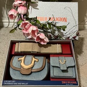 True Religion Horseshoe Logo Denim Crossbody Bag & Wallet Gift Set